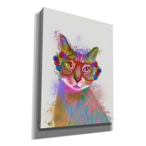 'Rainbow Splash Cat 1' by Fab Funky Giclee Canvas Wall Art
