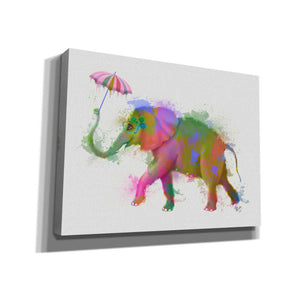 'Rainbow Splash Elephant' by Fab Funky Giclee Canvas Wall Art