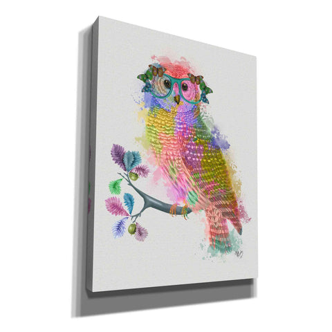 Image of 'Rainbow Splash Owl' by Fab Funky Giclee Canvas Wall Art