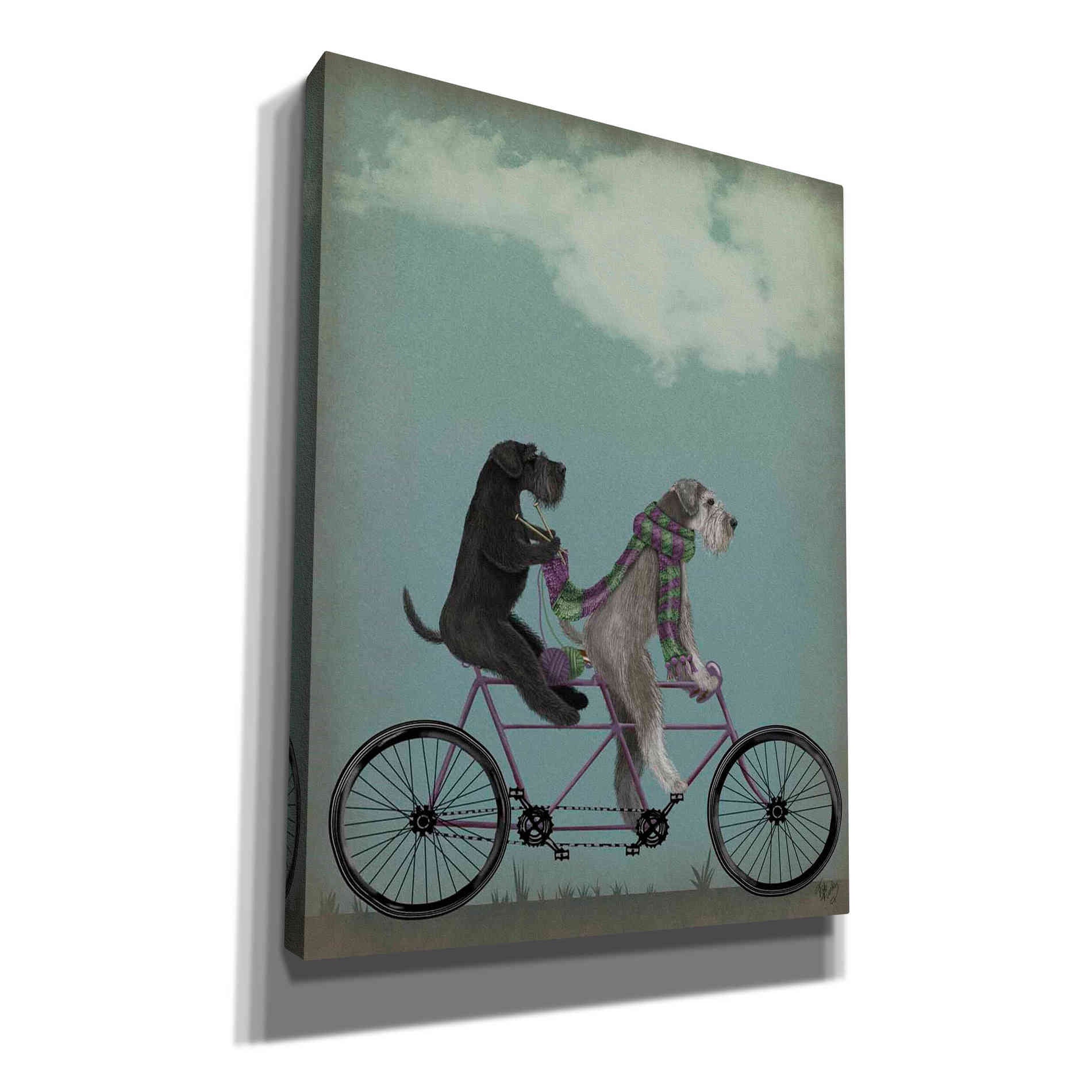 'Schnauzer Tandem' by Fab Funky Giclee Canvas Wall Art