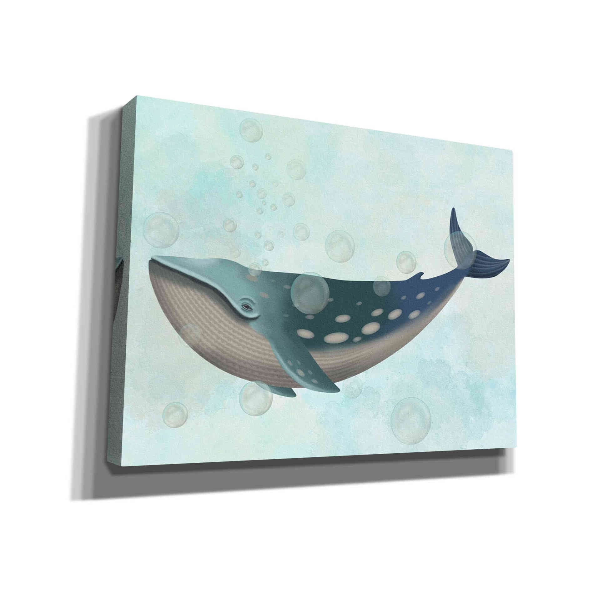 'Whale Bubbles 1' by Fab Funky Giclee Canvas Wall Art