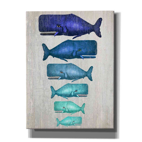 Image of 'Whale Family Blue On White' by Fab Funky Giclee Canvas Wall Art