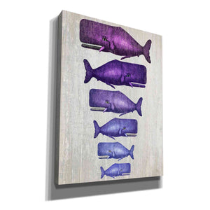 'Whale Family Purple on White' by Fab Funky Giclee Canvas Wall Art