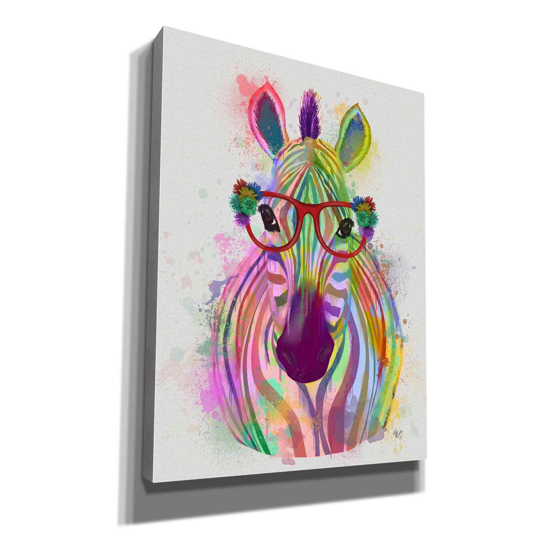 'Zebra Rainbow Splash 1' by Fab Funky Giclee Canvas Wall Art