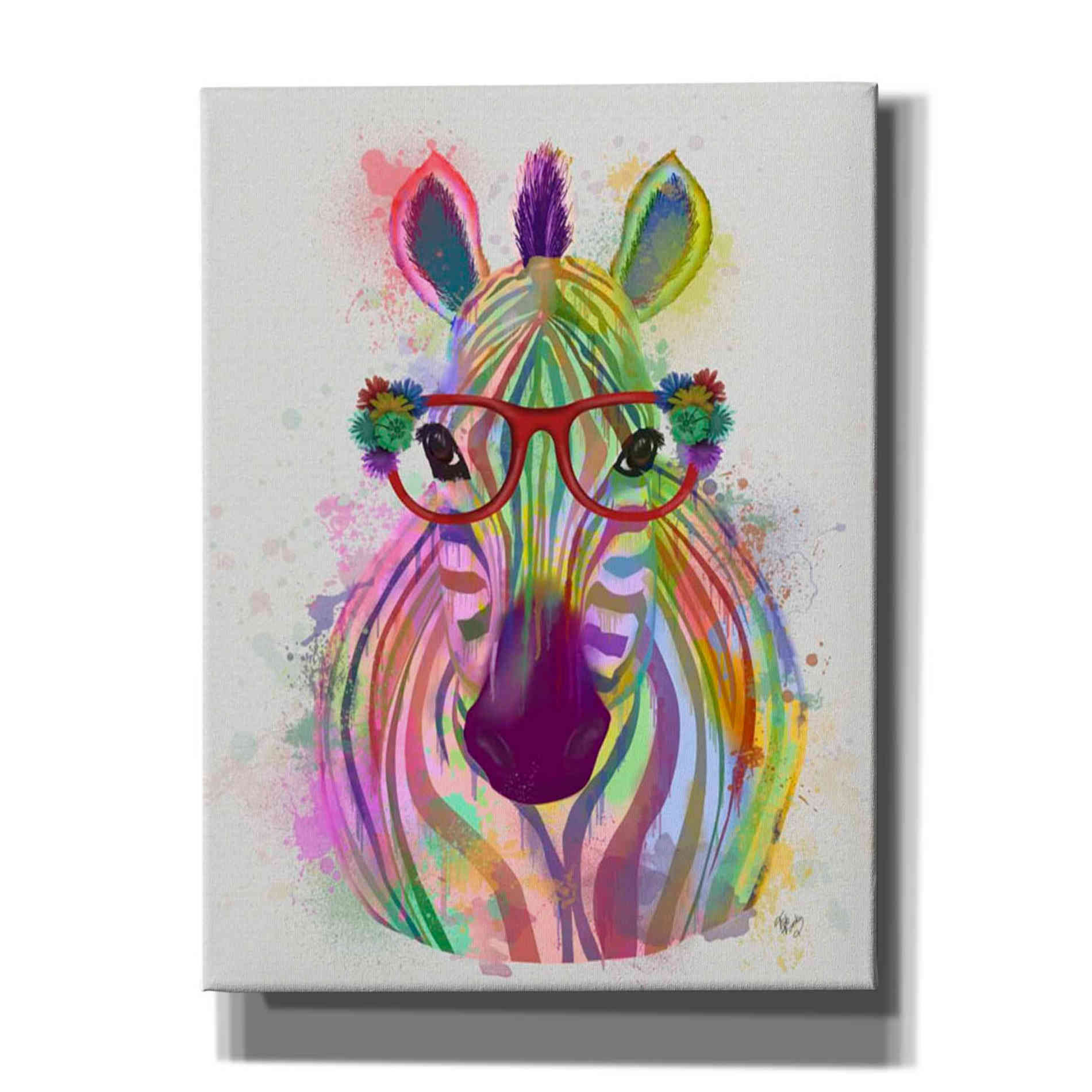 'Zebra Rainbow Splash 1' by Fab Funky Giclee Canvas Wall Art