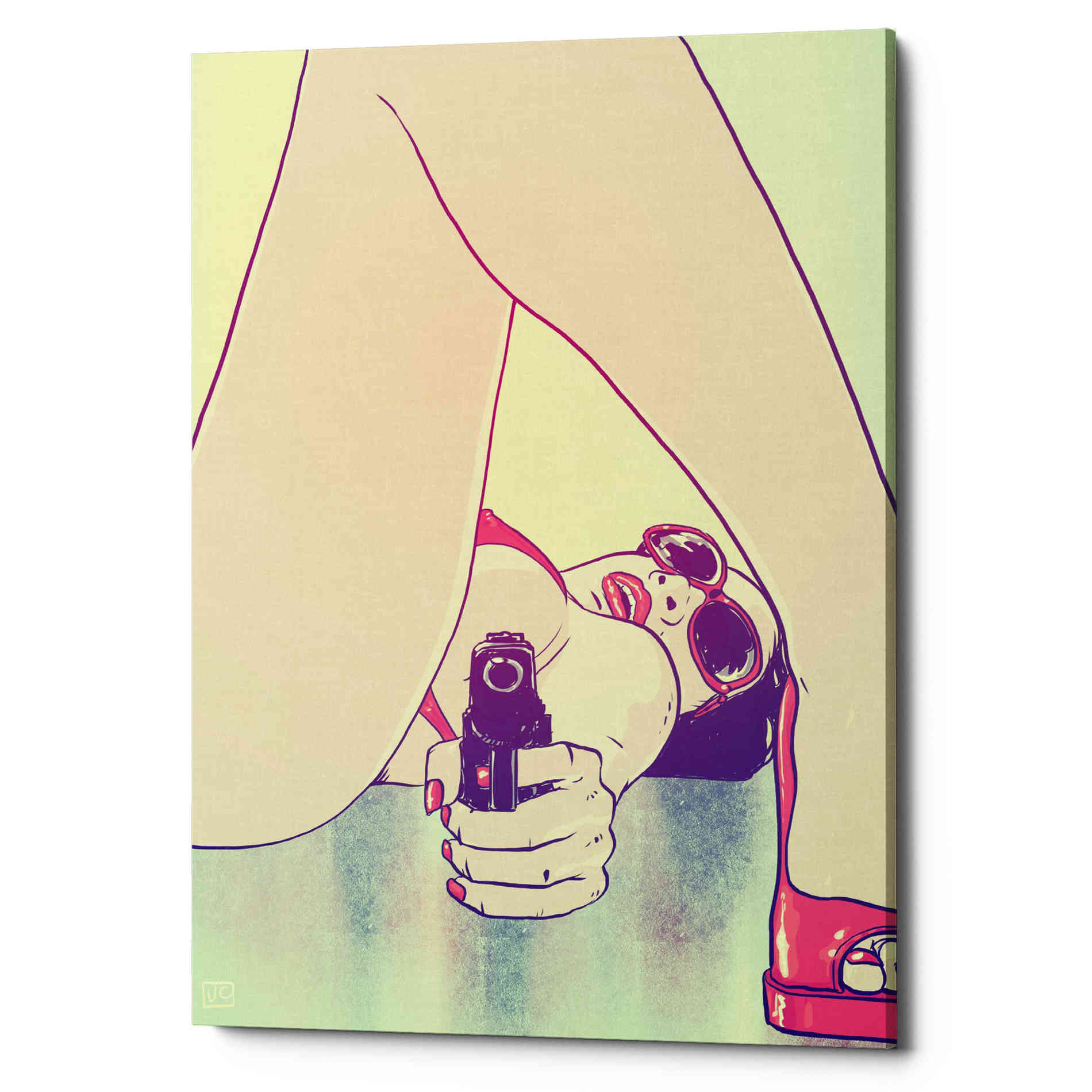 'Girl with Gun' by Giuseppe Cristiano, Canvas Wall Art