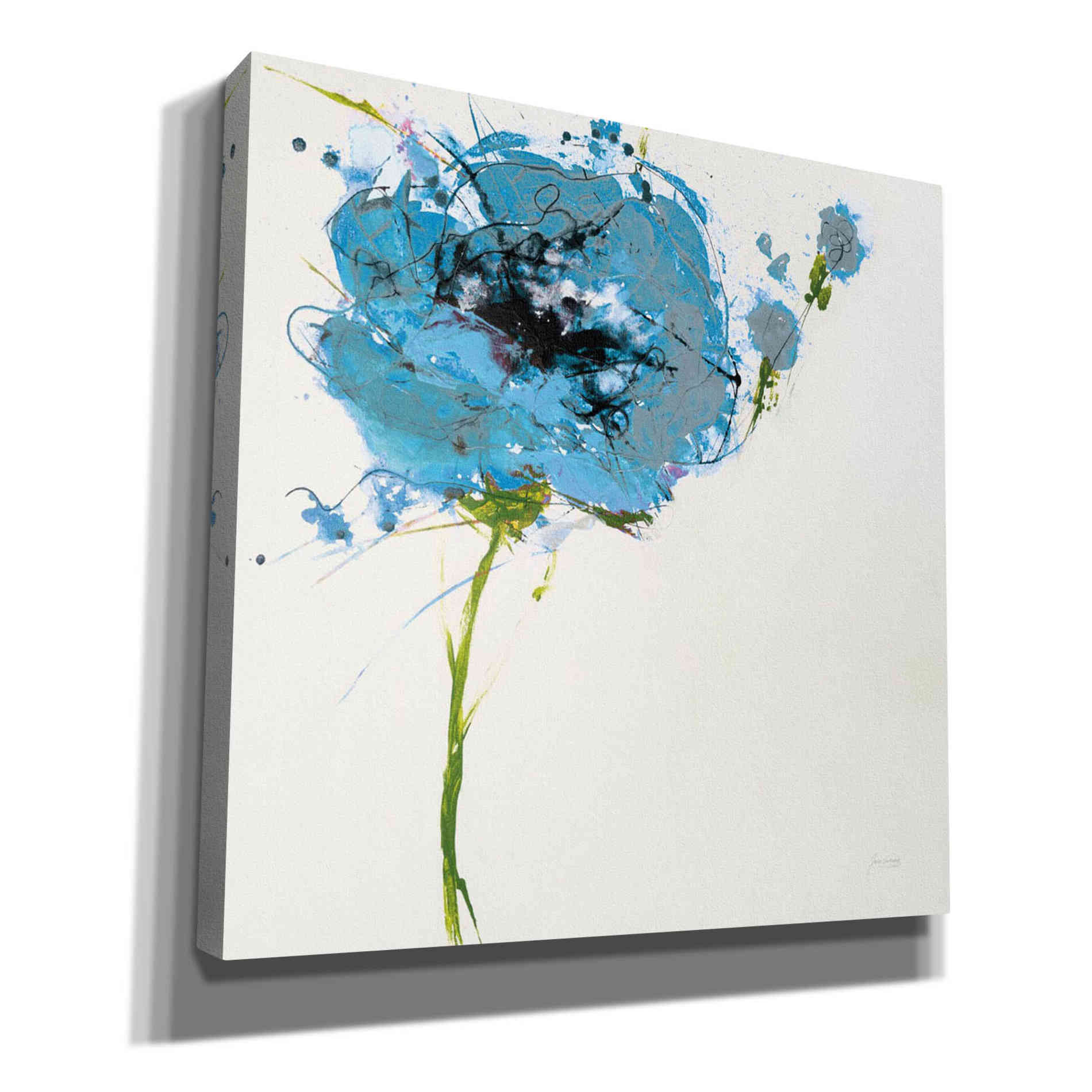 'Turquoise Poppy Master on White' by Jan Griggs, Giclee Canvas Wall Art