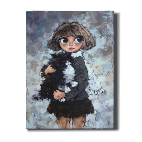 Image of 'Girl With Cat' by Alexander Gunin, Canvas Wall Art,Size B Portrait