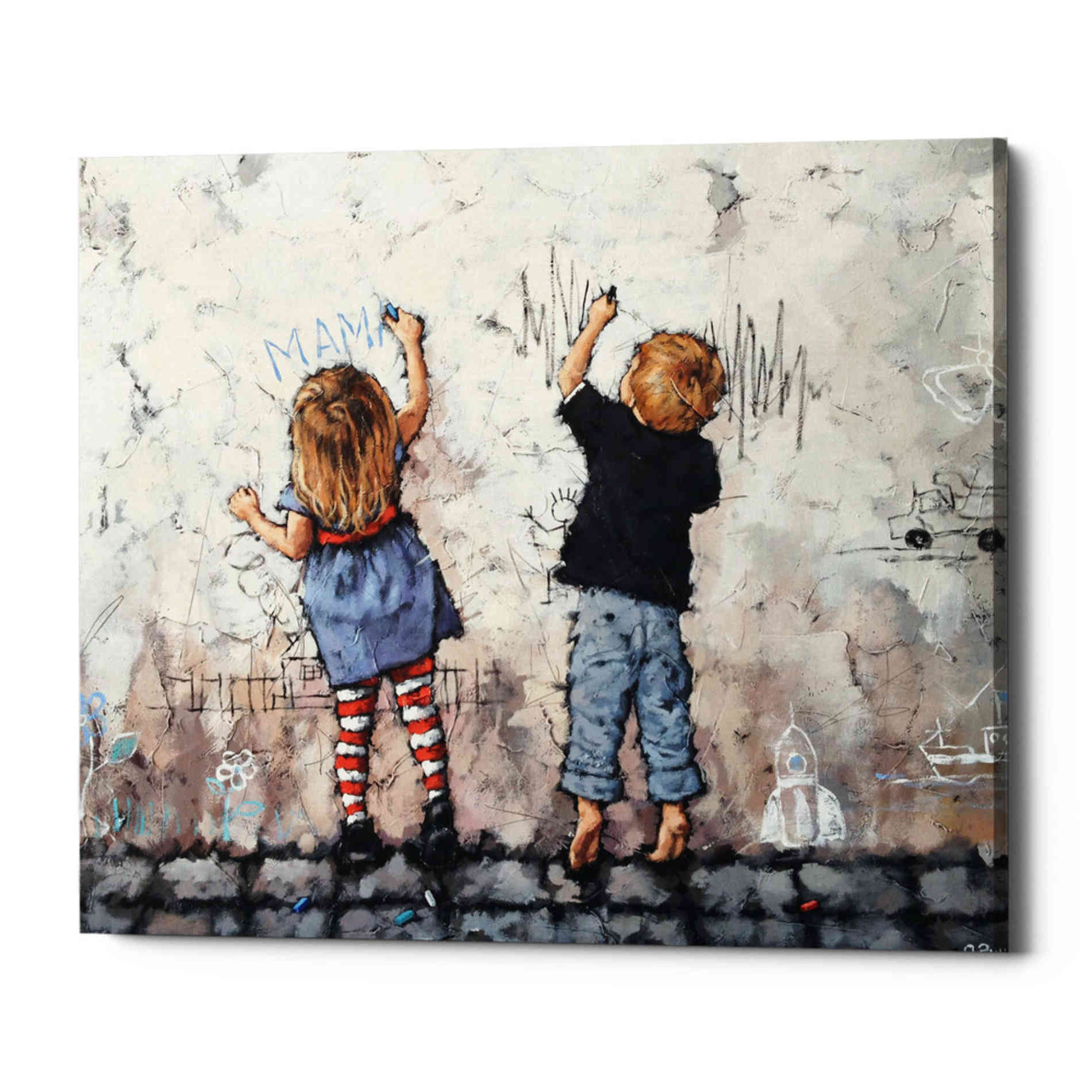 'Wall Graffiti' by Alexander Gunin, Canvas Wall Art,Size C Landscape