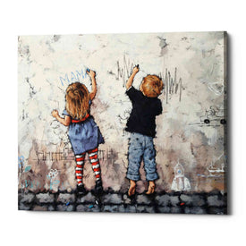 'Wall Graffiti' by Alexander Gunin, Canvas Wall Art,Size C Landscape