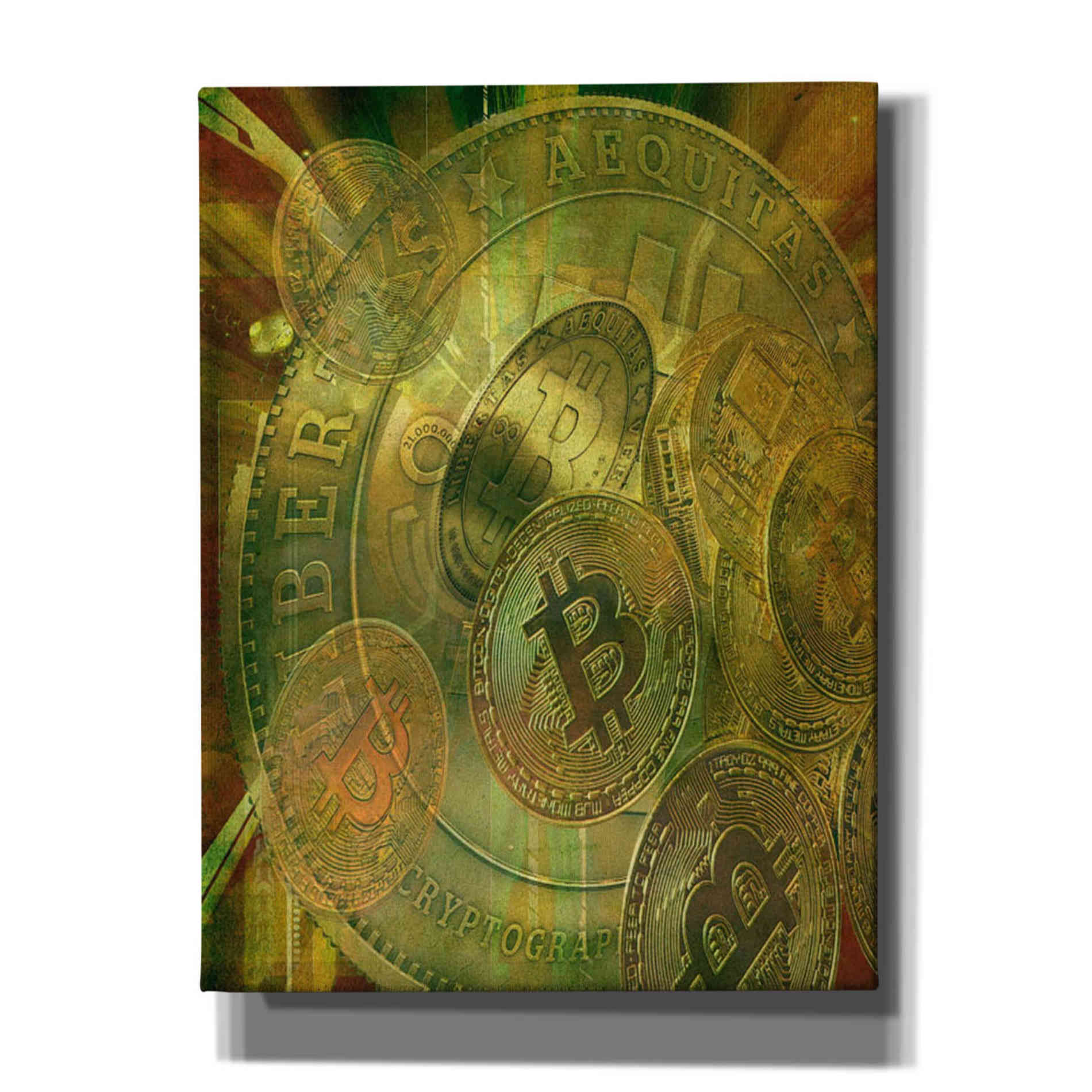 'Grunge Bitcoin' by Steve Hunziker, Canvas Wall Art