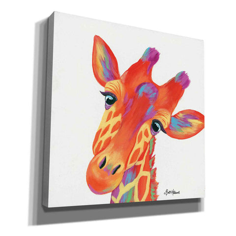 Image of 'Cheery Giraffe' by Britt Hallowell, Canvas Wall Art,Size 1 Square