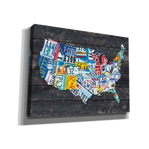 Image of 'USA License Plate Map' by Britt Hallowell, Canvas Wall Art,Size B Landscape