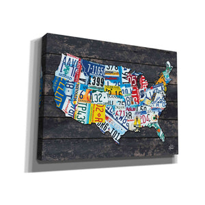 'USA License Plate Map' by Britt Hallowell, Canvas Wall Art,Size B Landscape