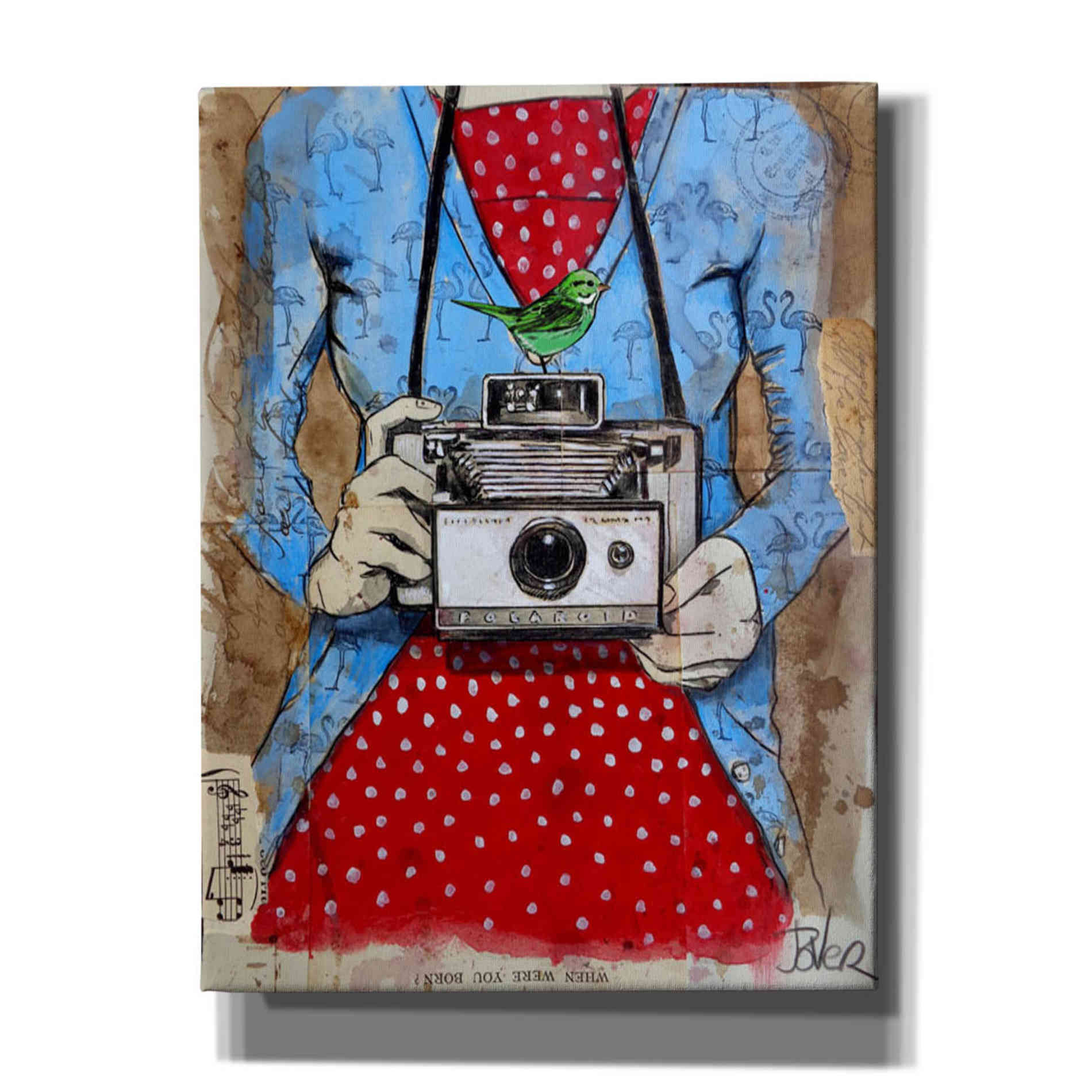 'Blue Flamingo' by Loui Jover, Canvas Wall Art