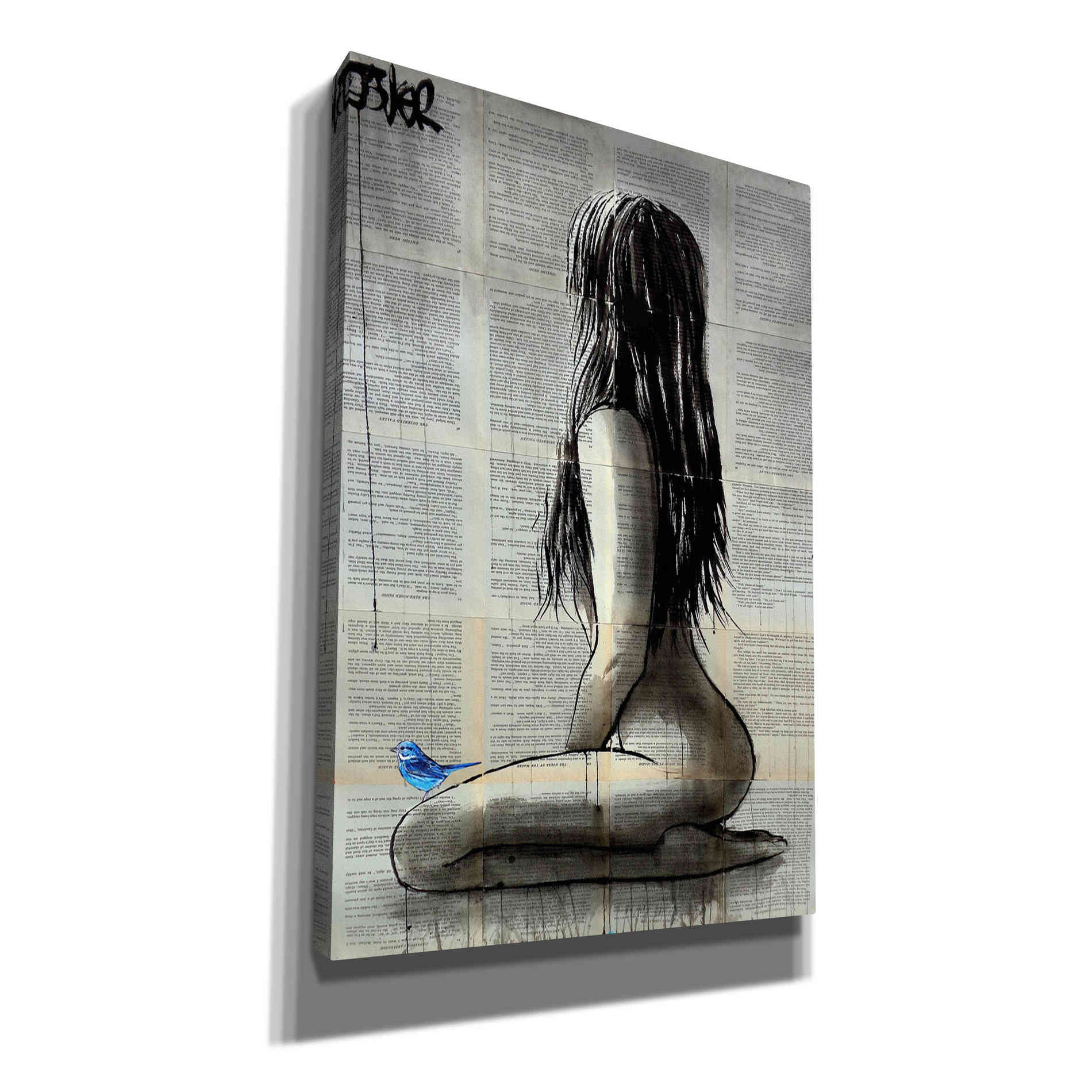 'Bluebird Whisper' by Loui Jover, Canvas Wall Art