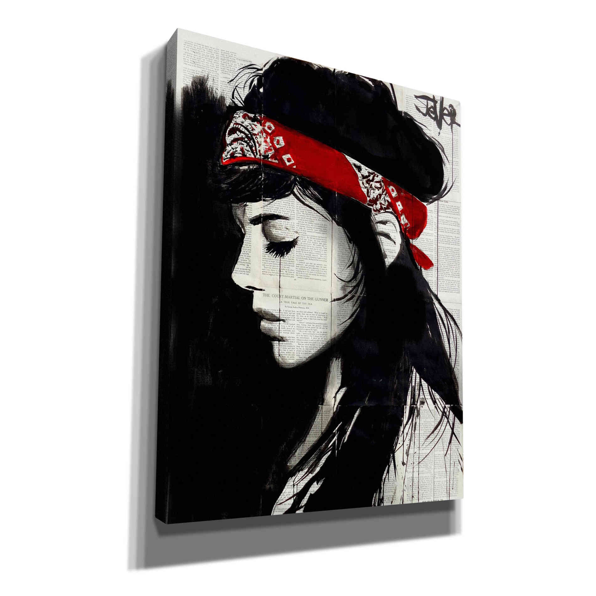 'Red Bandana' by Loui Jover, Canvas Wall Art