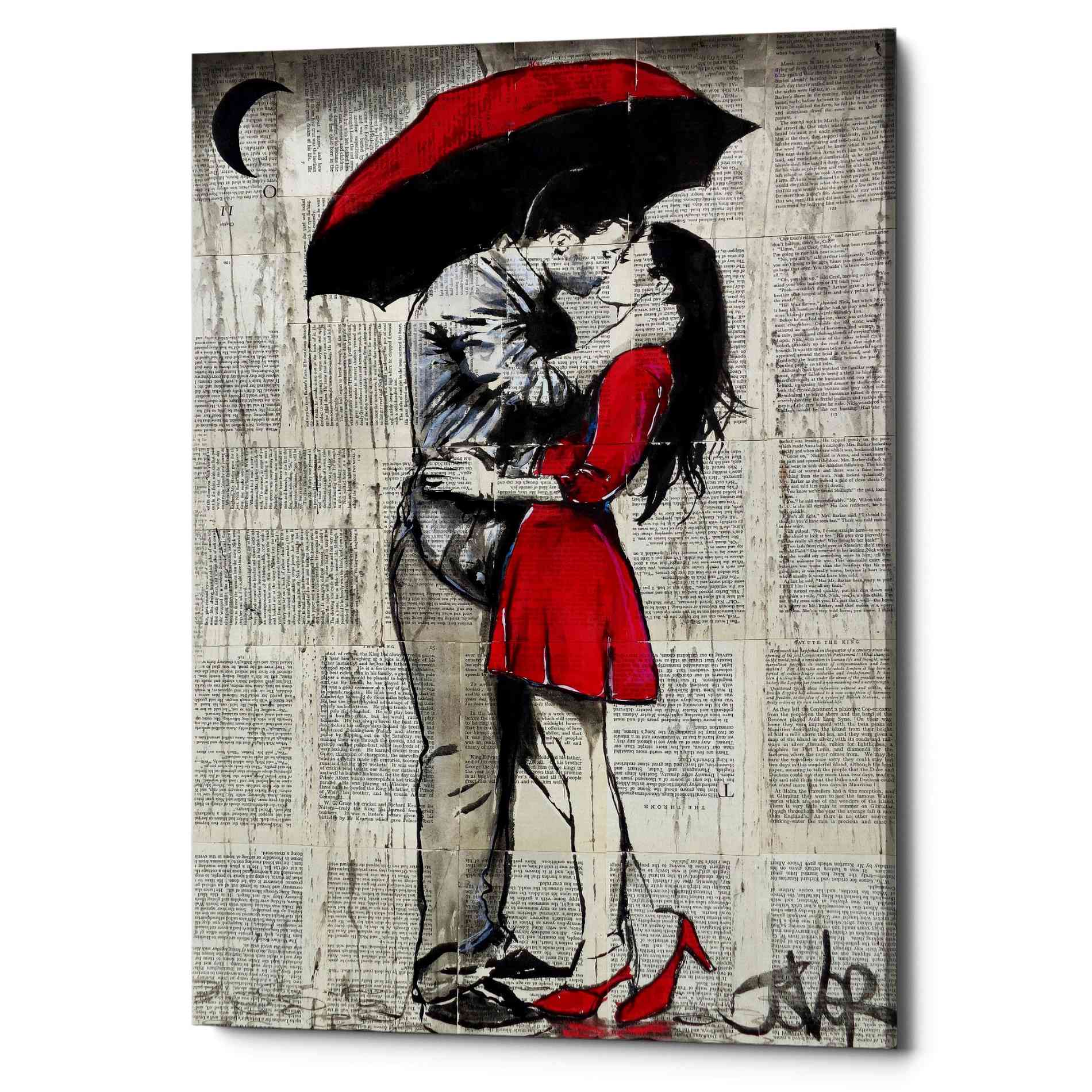 'Red Rainy Love' by Loui Jover, Canvas Wall Art