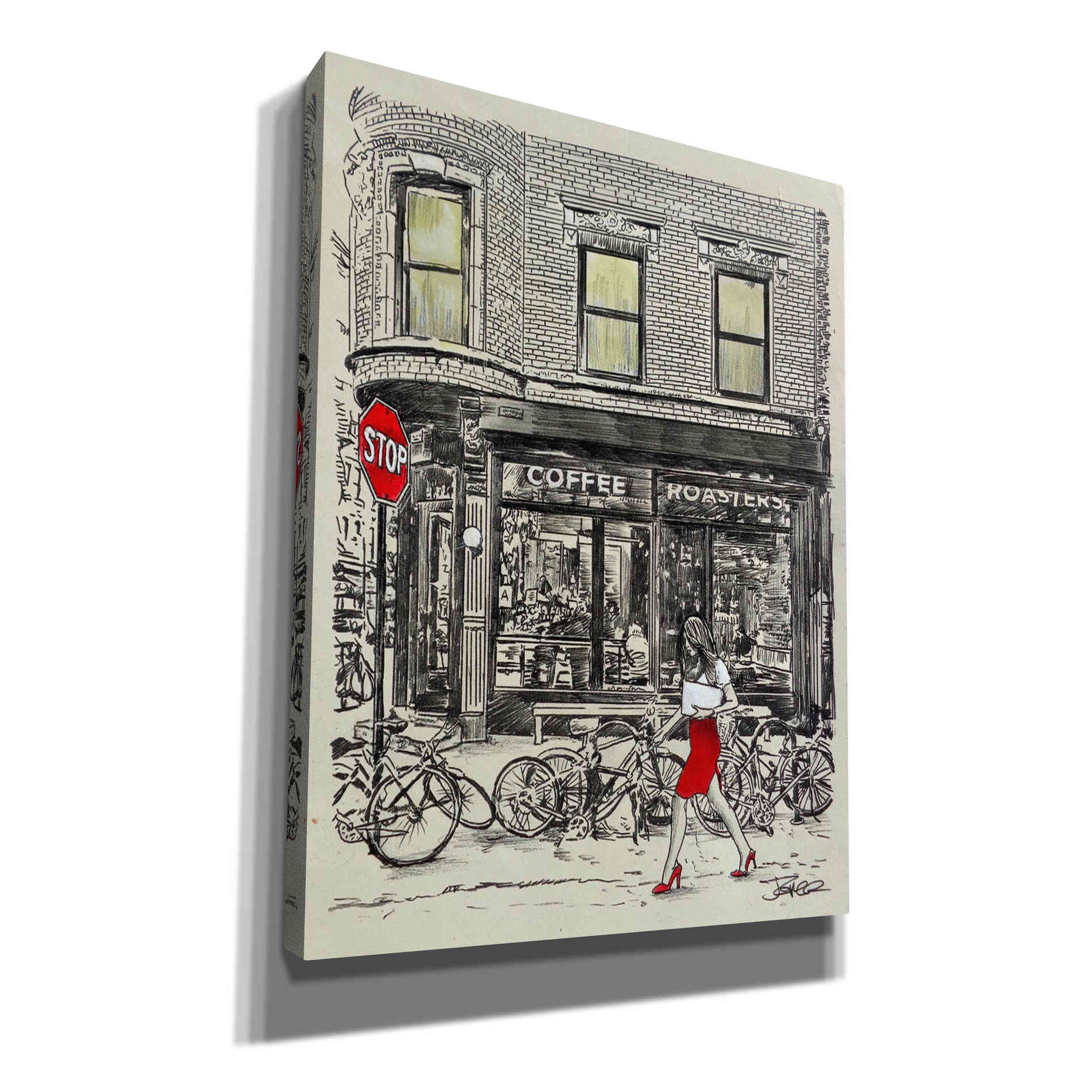 'The Coffee Roasters Place' by Loui Jover, Canvas Wall Art