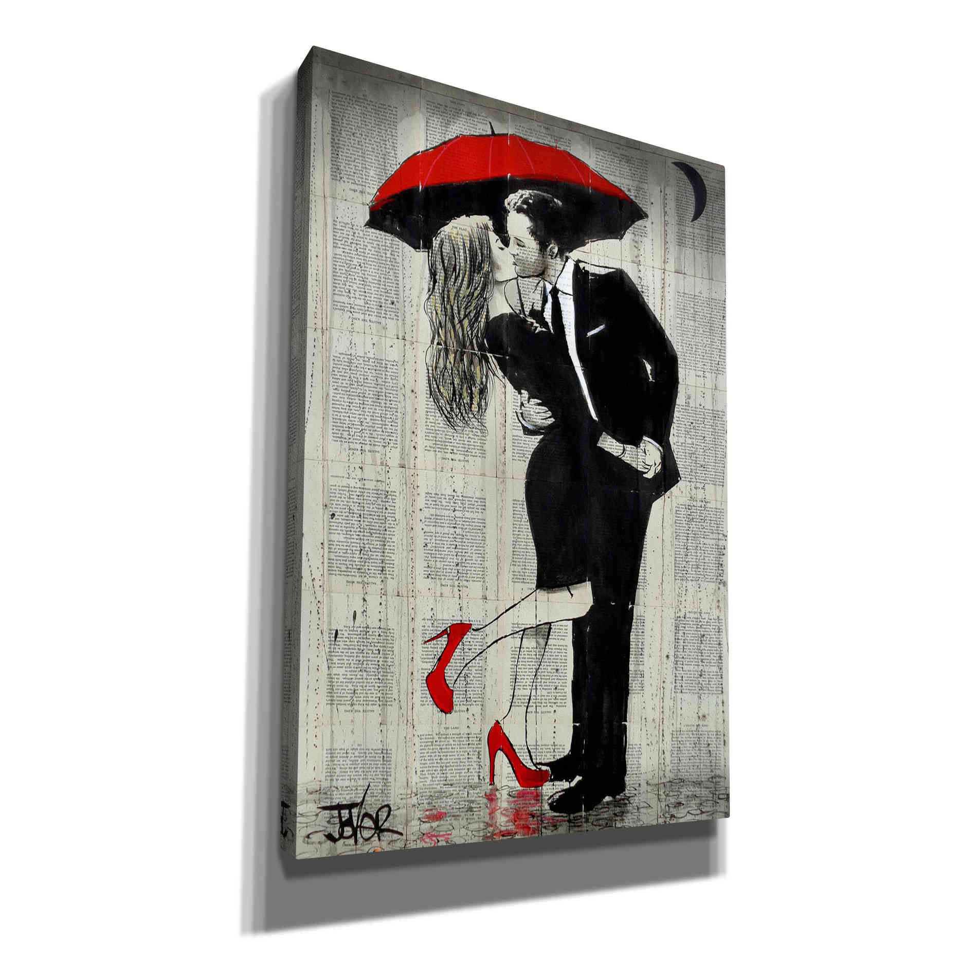'The Kissing Rain' by Loui Jover, Canvas Wall Art