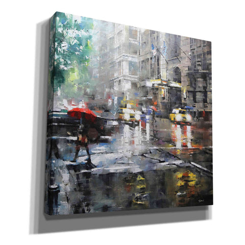 Image of 'Manhattan Red Umbrella' by Mark Lague, Canvas Wall Art,Size 1 Square