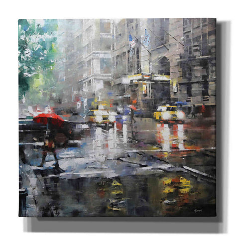 Image of 'Manhattan Red Umbrella' by Mark Lague, Canvas Wall Art,Size 1 Square