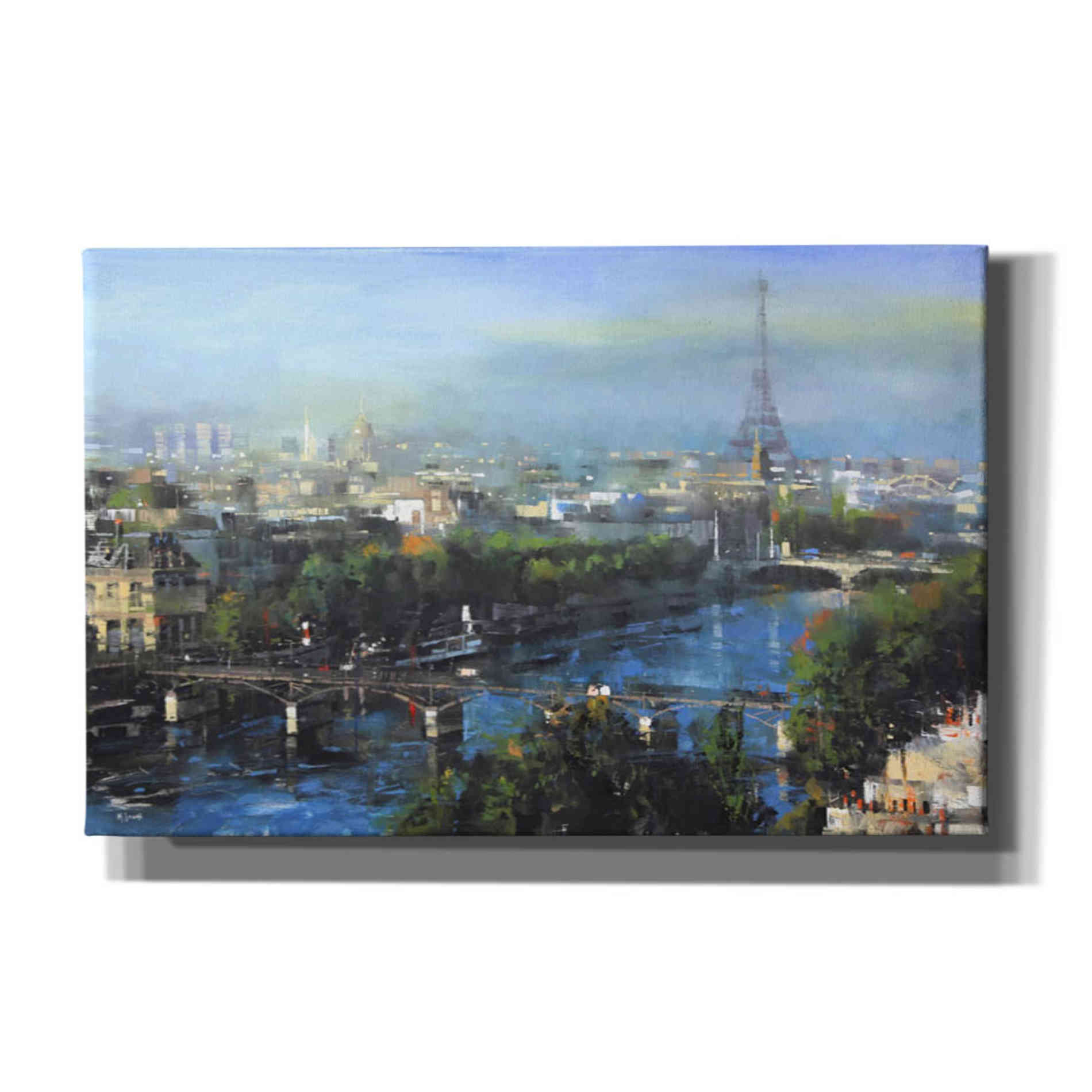 'Paris Pedestrian Bridge' by Mark Lague, Canvas Wall Art,Size A Landscape