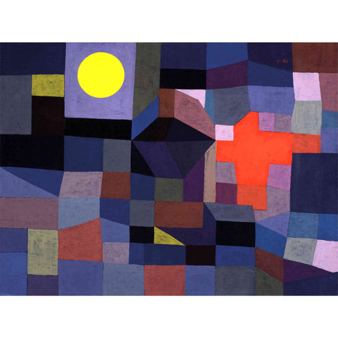 Image of 'Fire at Full Moon' by Paul Klee Canvas Wall Art