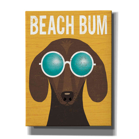 Image of 'Beach Bums Dachshund I Bum' by Michael Mullan, Canvas Wall Art