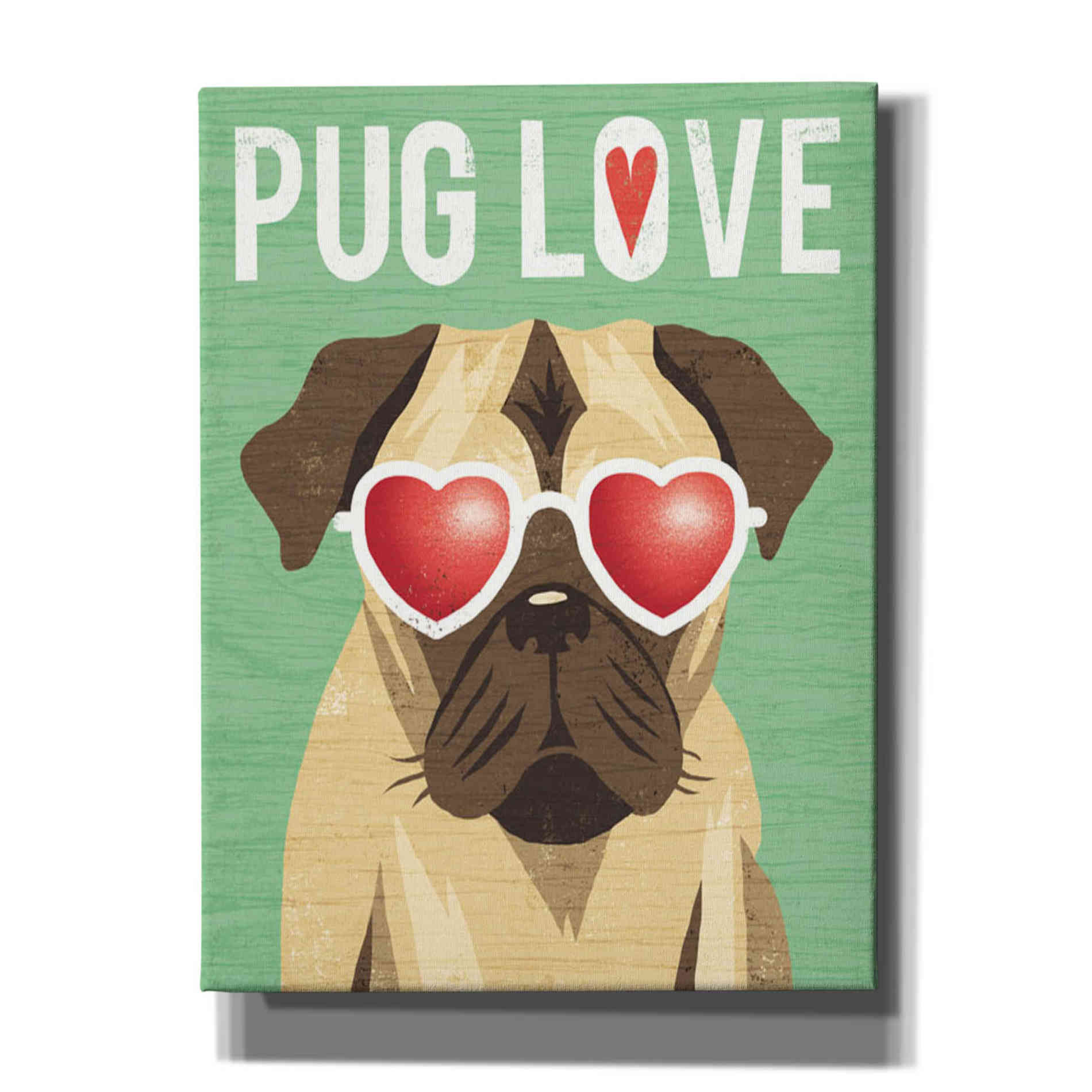 'Beach Bums Pug I Love' by Michael Mullan, Canvas Wall Art