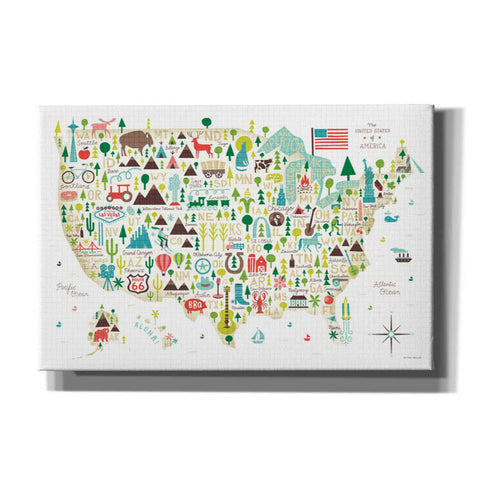 Image of 'Illustrated USA' by Michael Mullan, Canvas Wall Art