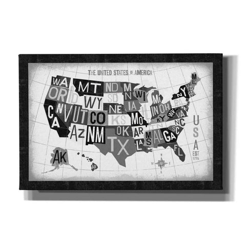 Image of 'Letterpress USA Map Dark' by Michael Mullan, Canvas Wall Art