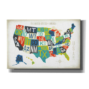 'Letterpress USA Map' by Michael Mullan, Canvas Wall Art