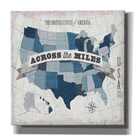 'USA Modern Vintage Blue Grey with Words' by Michael Mullan, Canvas Wall Art