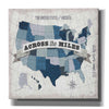 'USA Modern Vintage Blue Grey with Words' by Michael Mullan, Canvas Wall Art