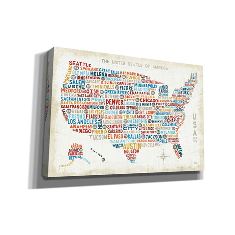 Image of 'US City Map' by Michael Mullan, Canvas Wall Art