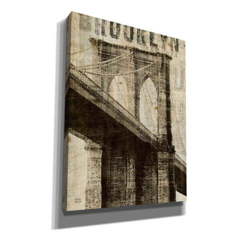 Image of 'Vintage NY Brooklyn Bridge' by Michael Mullan, Canvas Wall Art