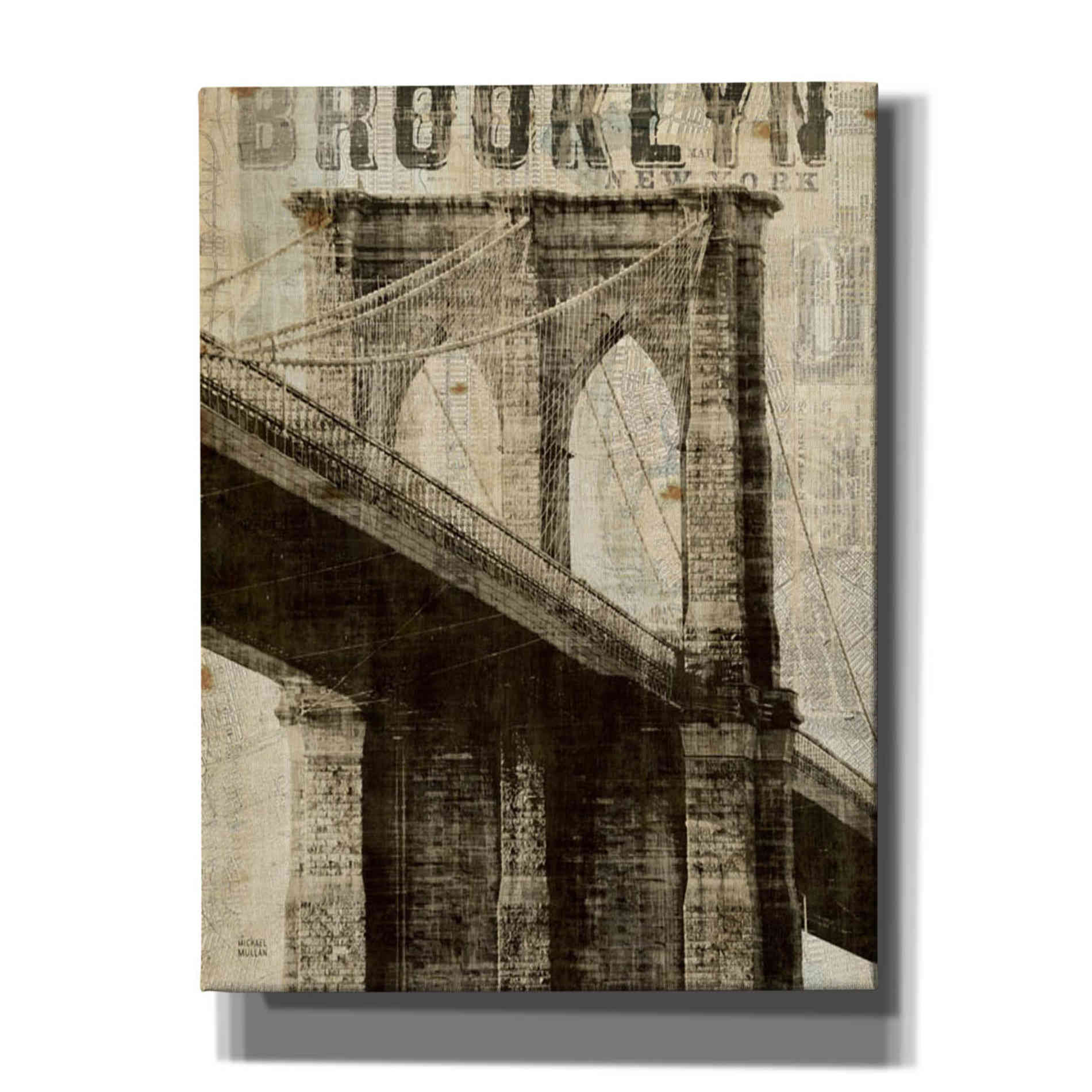 'Vintage NY Brooklyn Bridge' by Michael Mullan, Canvas Wall Art