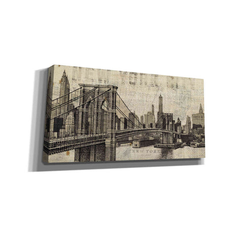 Image of 'Vintage NY Brooklyn Bridge Skyline' by Michael Mullan, Canvas Wall Art