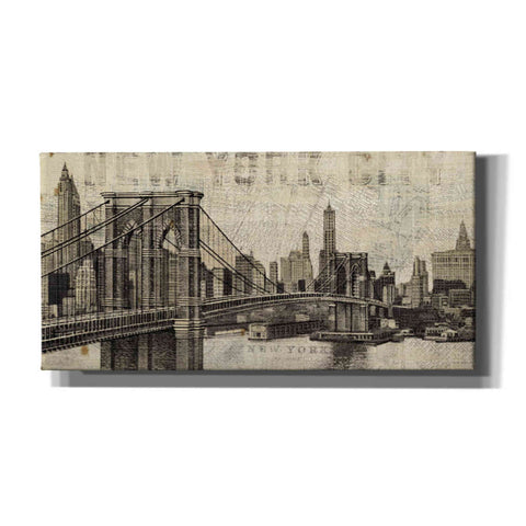 Image of 'Vintage NY Brooklyn Bridge Skyline' by Michael Mullan, Canvas Wall Art