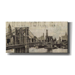 'Vintage NY Brooklyn Bridge Skyline' by Michael Mullan, Canvas Wall Art