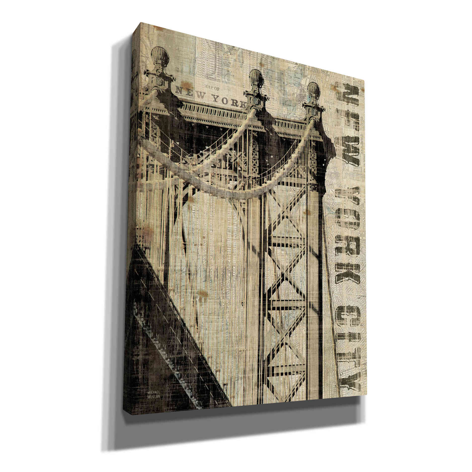'Vintage NY Manhattan Bridge' by Michael Mullan, Canvas Wall Art