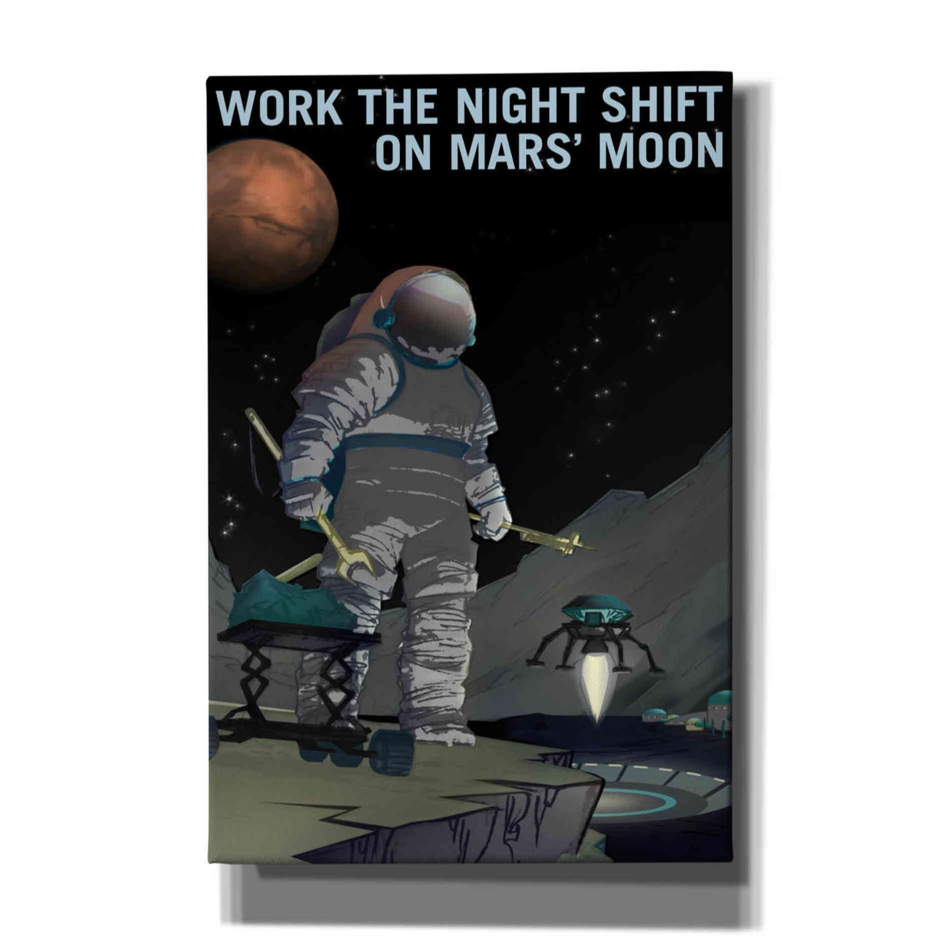 'Mars Explorer Series: Work The Night Shift" Space Canvas Wall Art,18 x 26