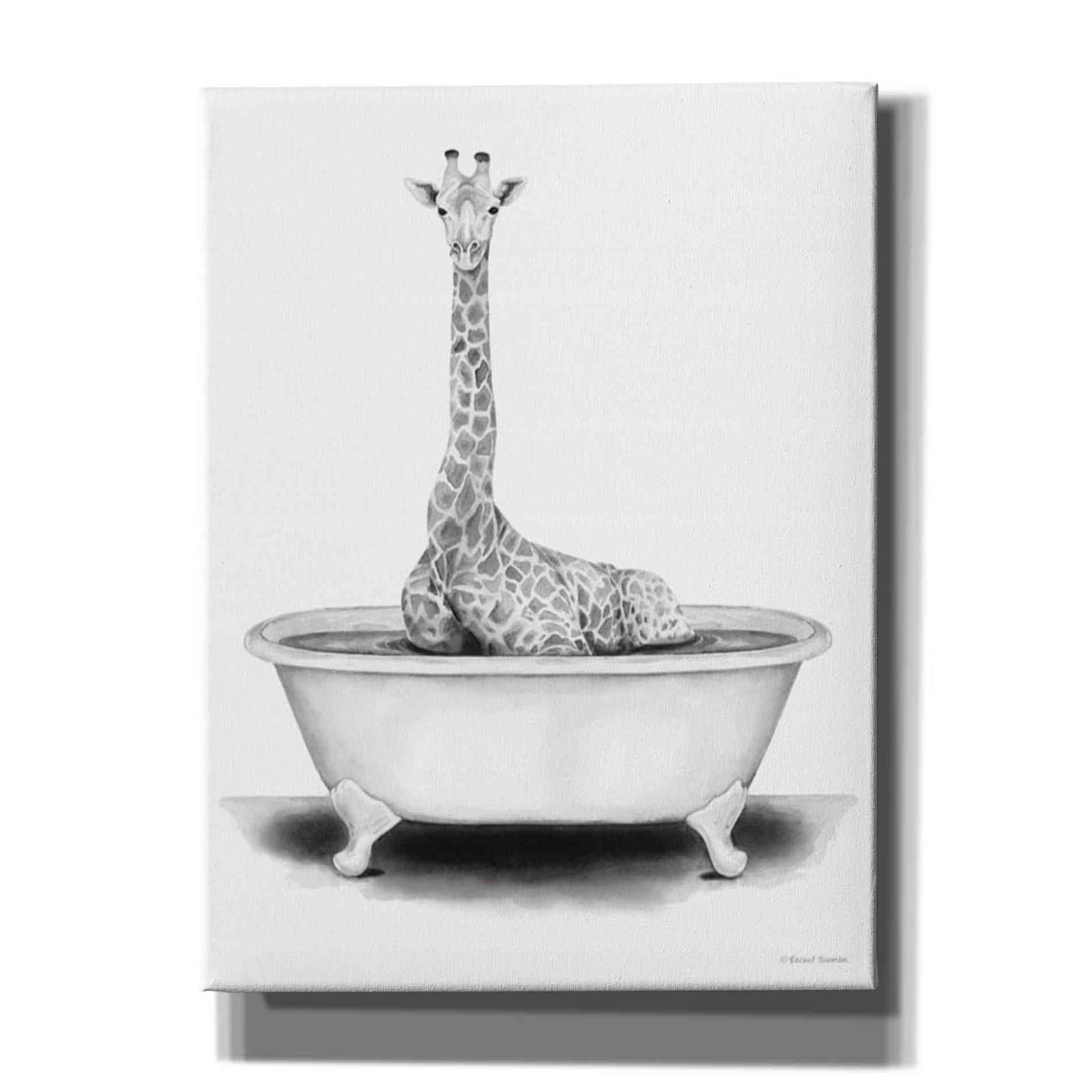 'Giraffe in Tub' by Rachel Nieman, Canvas Wall Art,Size B Portrait