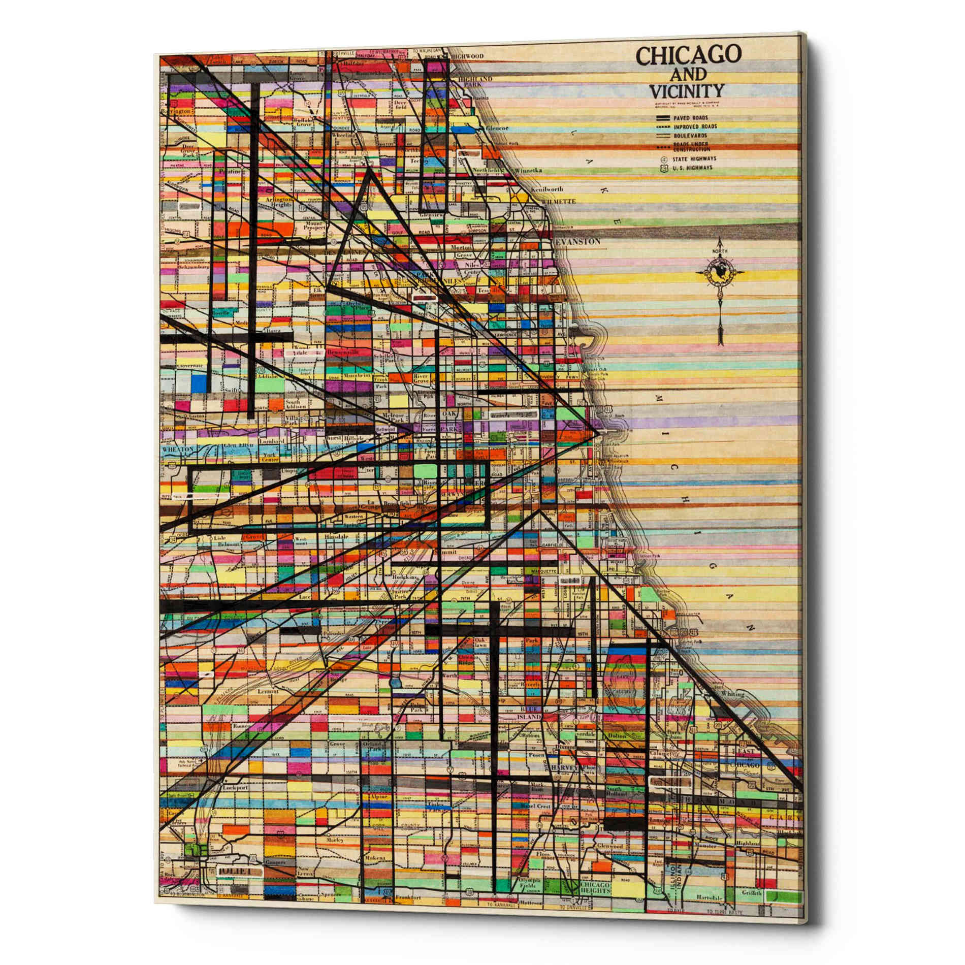 'Modern Map of Chicago' by Nikki Galapon Giclee Canvas Wall Art