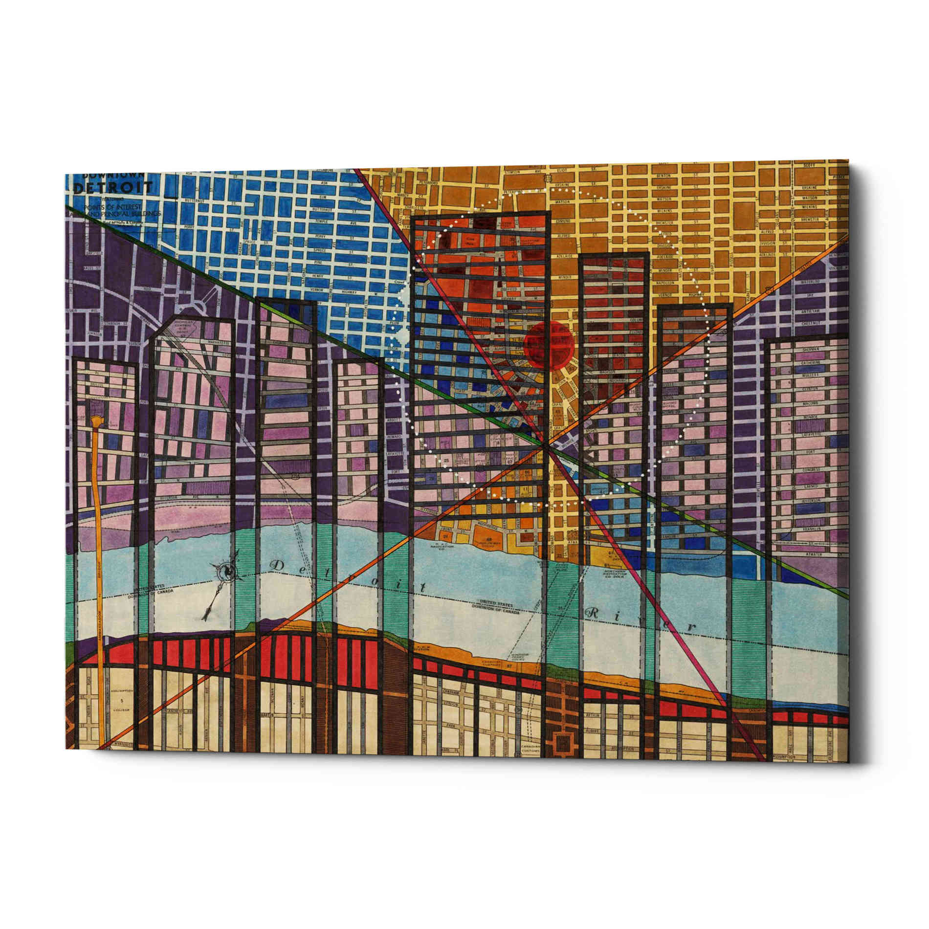 'Modern Map of Detroit' by Nikki Galapon Giclee Canvas Wall Art