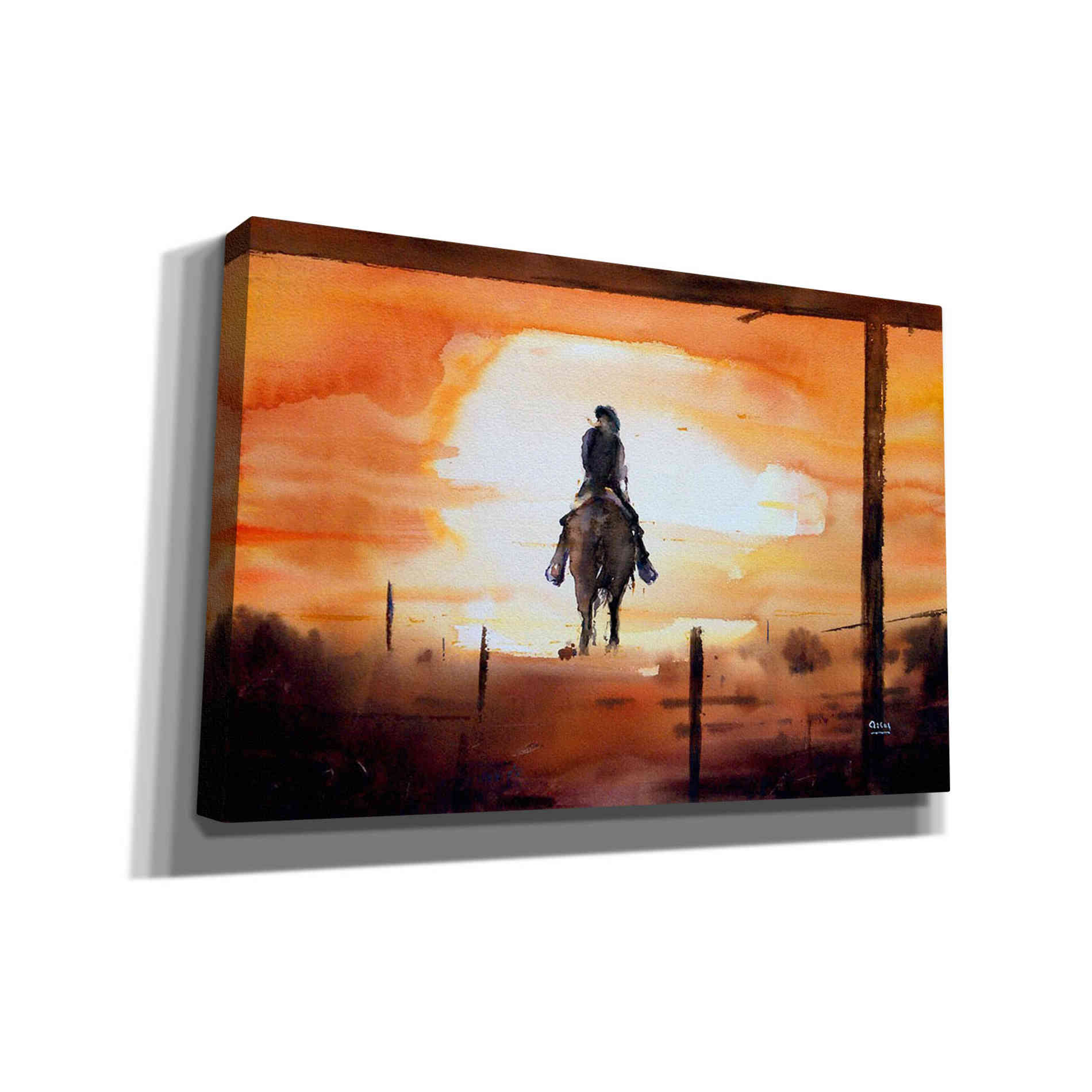 'Sunset Rider' by Oscar Alvarez Pardo, Canvas Wall Art