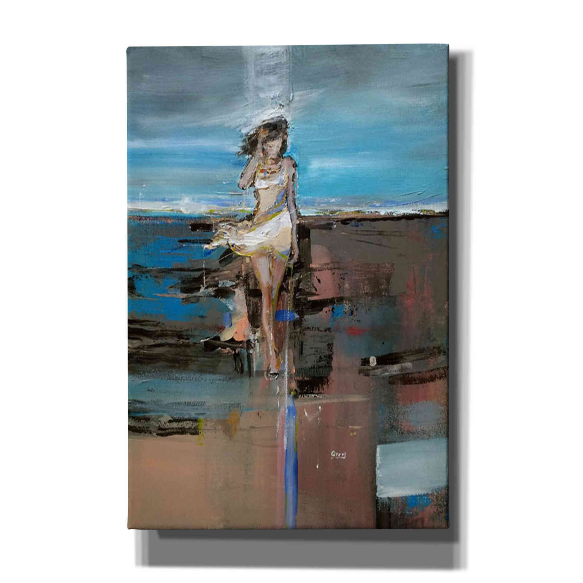 'Windy Beach' by Oscar Alvarez Pardo, Canvas Wall Art