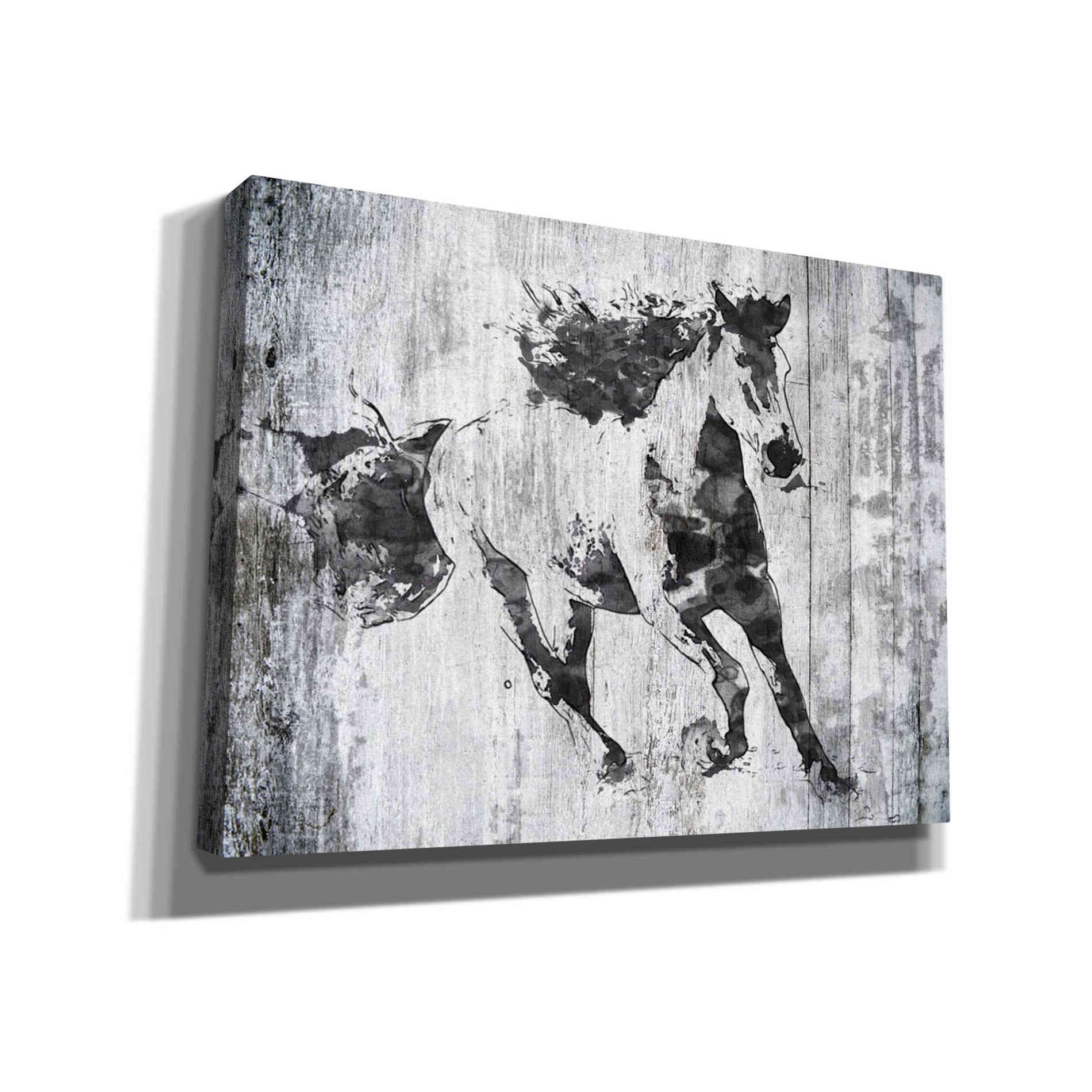 'Running Black Horse 1' by Irena Orlov, Canvas Wall Art