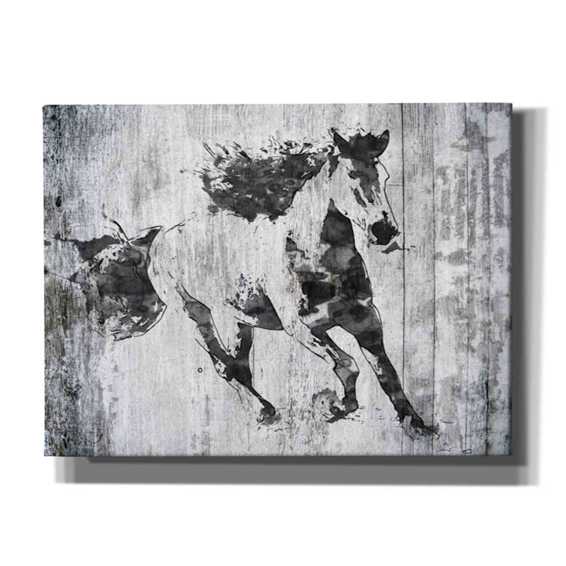 'Running Black Horse 1' by Irena Orlov, Canvas Wall Art
